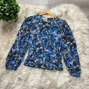 Mylee‎ Floral Long Sleeve Blue Blouse